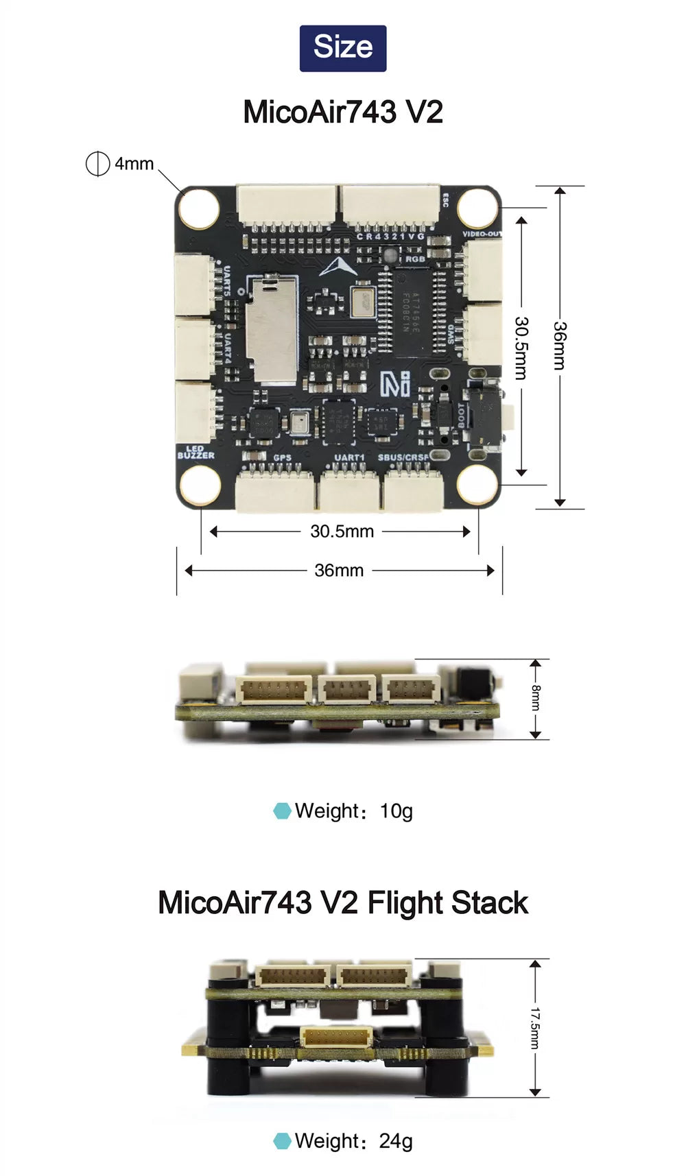 MicoAir H743 V2 Flight Controller supports Ardupilot/PX4/INAV