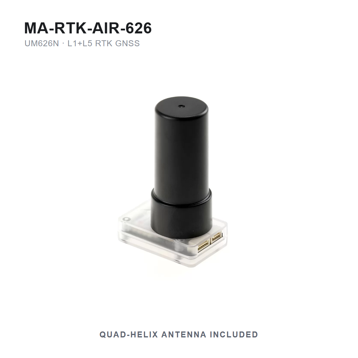 MicoAir MA-RTK-AIR-626 UM626N RTK GNSS module with included quad-helix antenna mounted