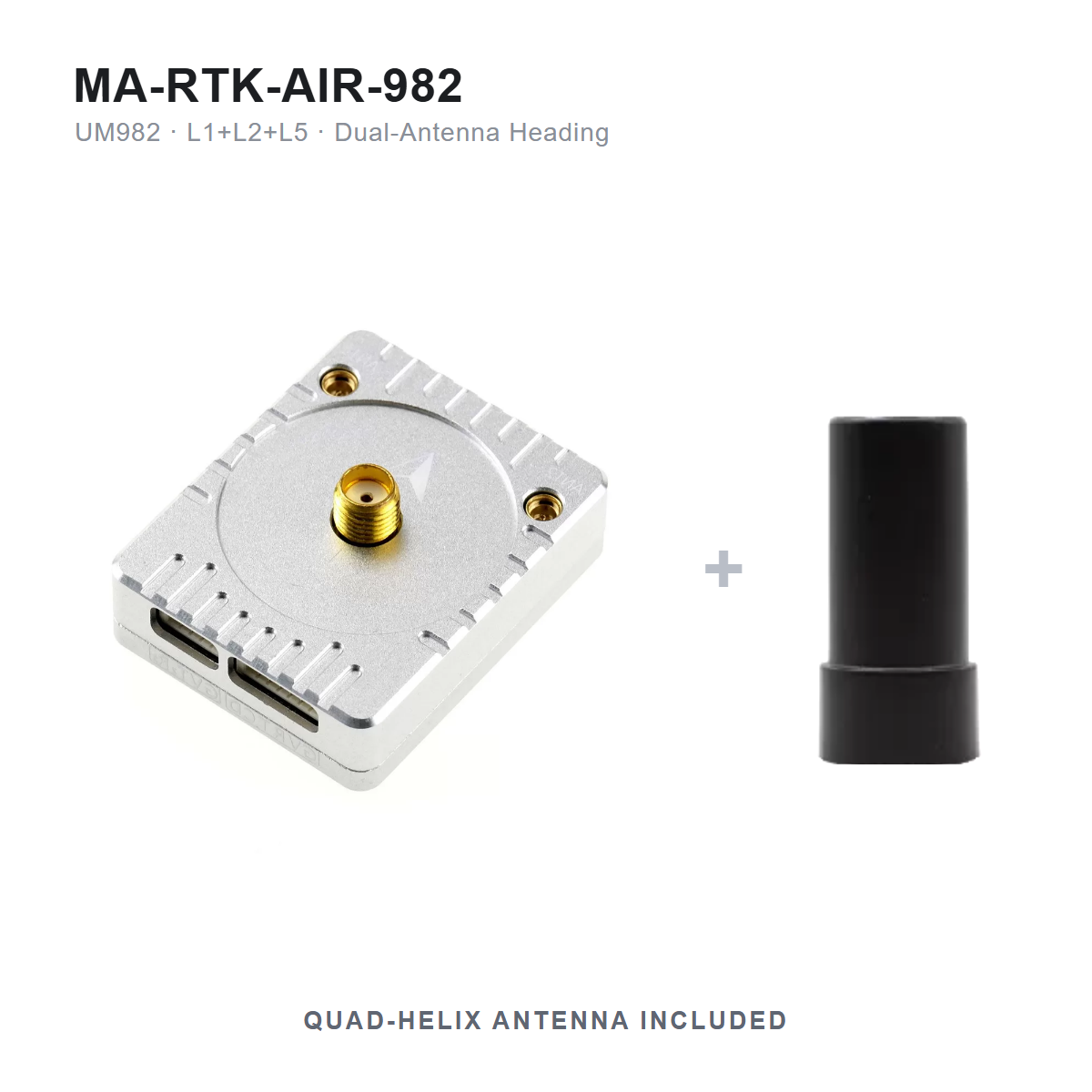 MicoAir MA-RTK-AIR-982 UM982 triple-band RTK GNSS module with included quad-helix antenna