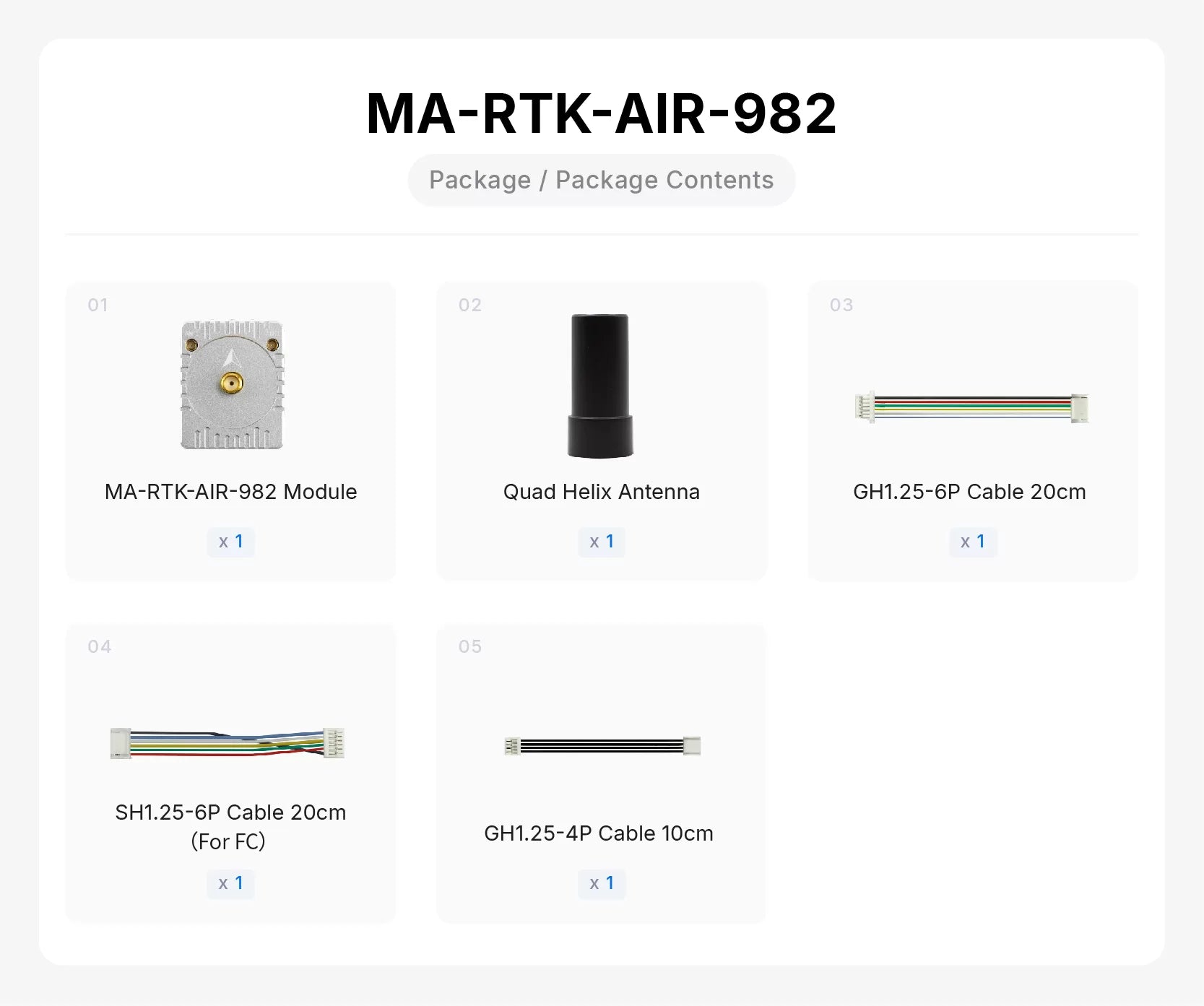 MA-RTK-AIR-982 single antenna package contents